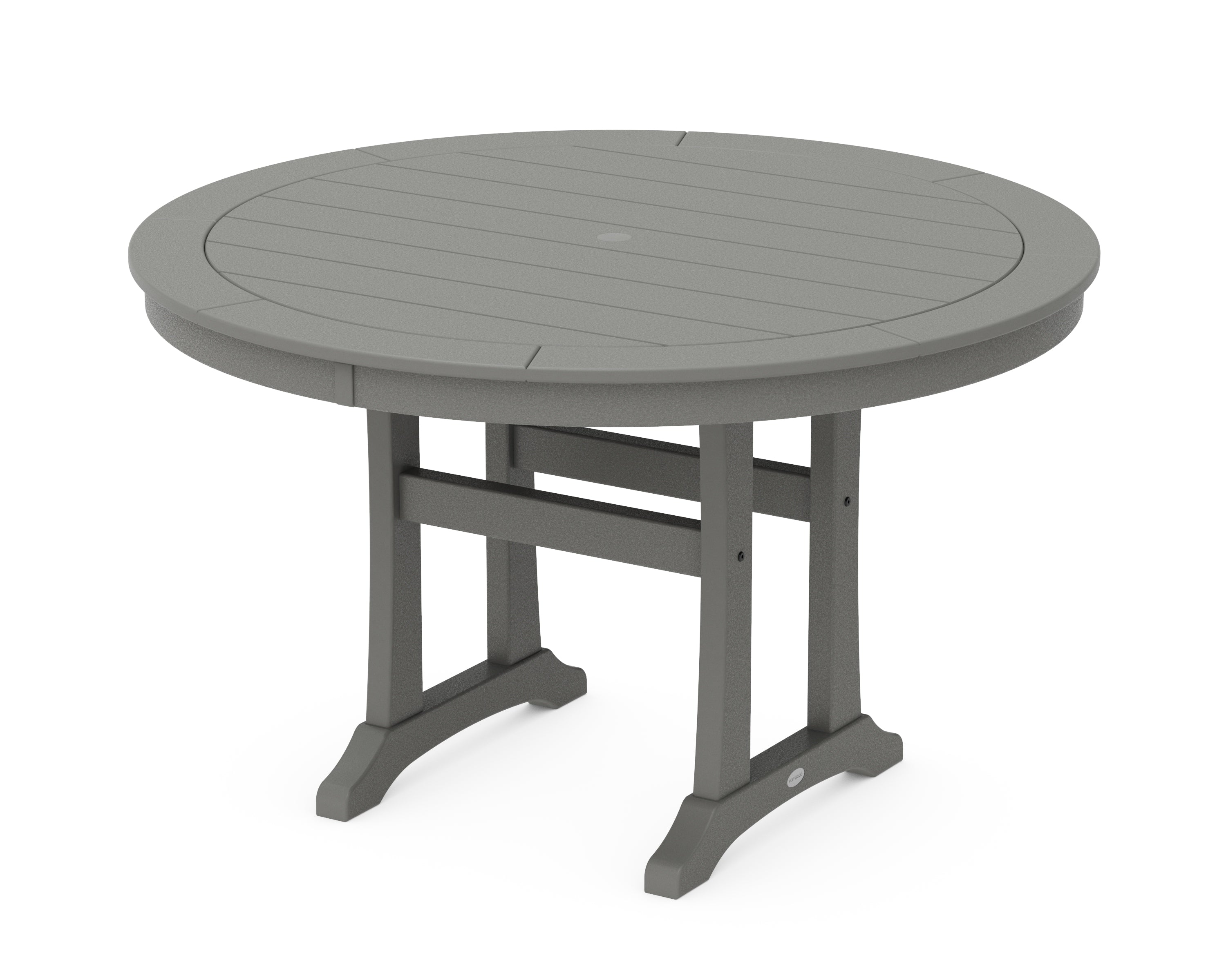 POLYWOOD® Nautical Trestle 48" Round Dining Table in Slate Grey
