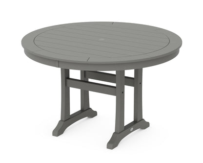 POLYWOOD® Nautical Trestle 48" Round Dining Table in Slate Grey
