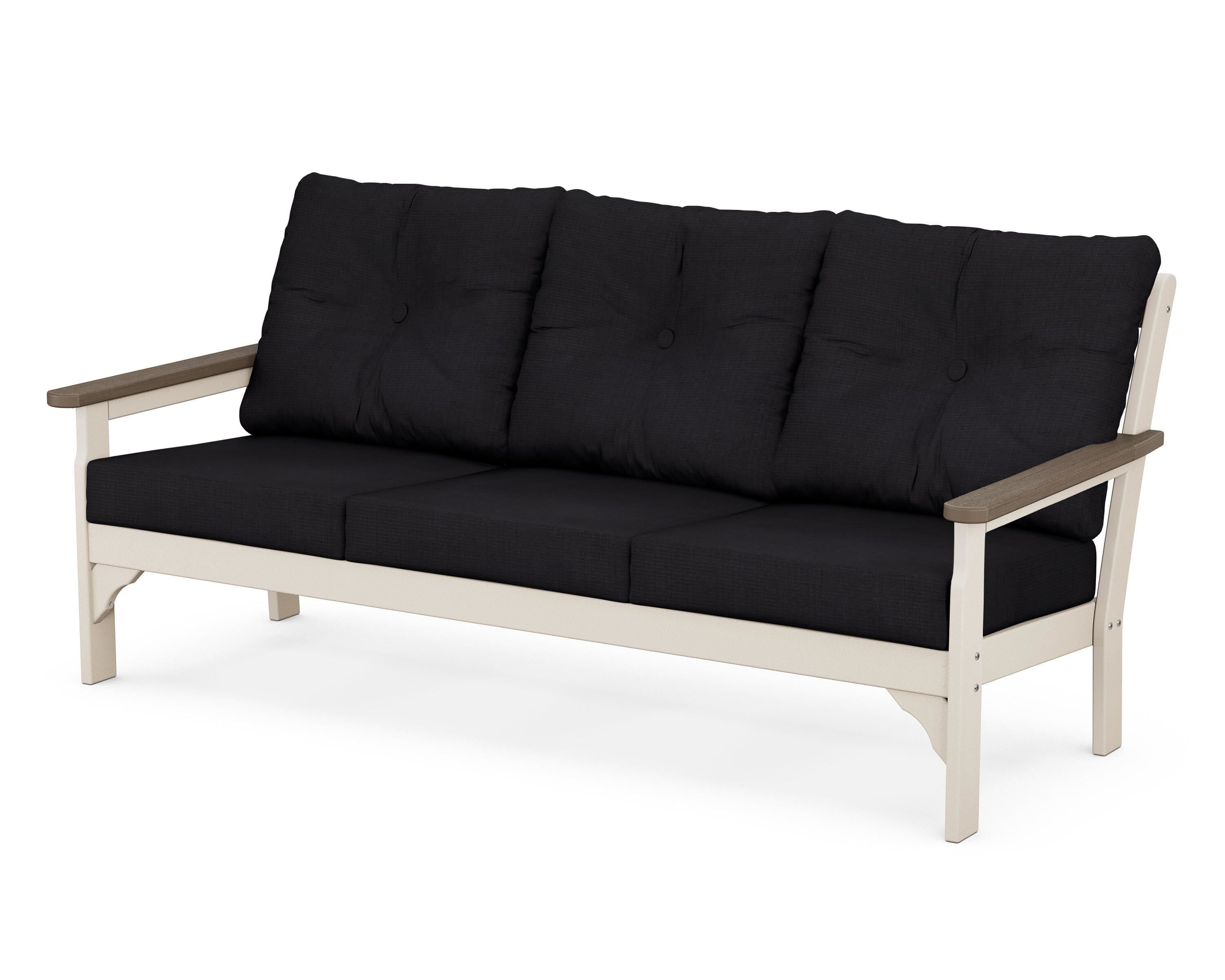 POLYWOOD® Vineyard Deep Seating Sofa in Sand / Kona / Midnight Linen