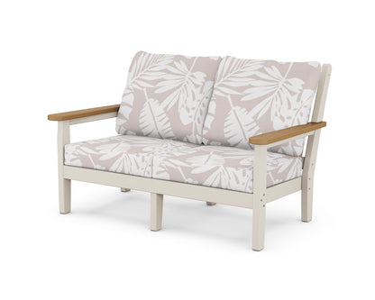 POLYWOOD® Chippendale Deep Seating Loveseat in Sand / Natural / Leaf Dune Burlap