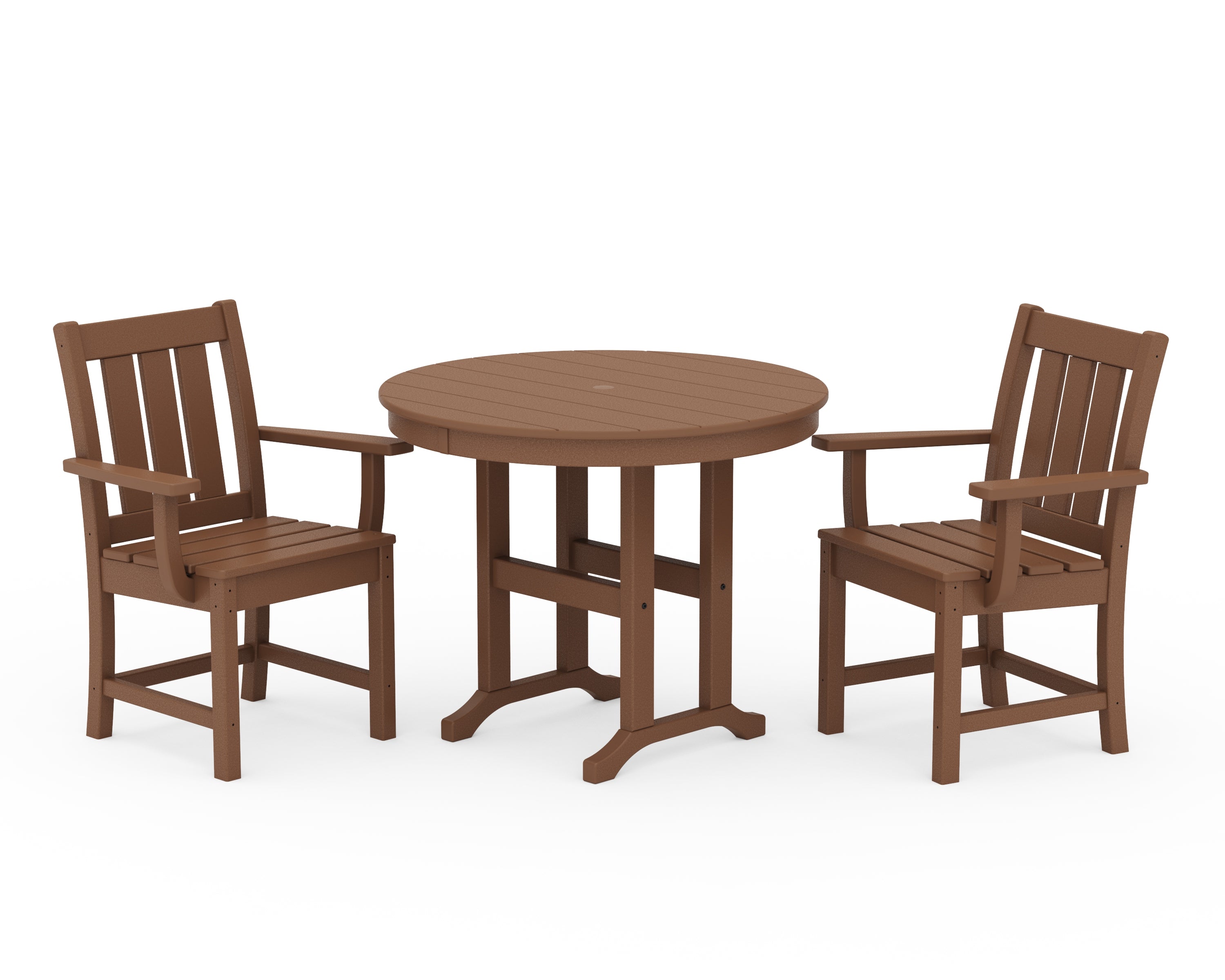 POLYWOOD® Oxford 3-Piece Farmhouse Dining Set in Teak