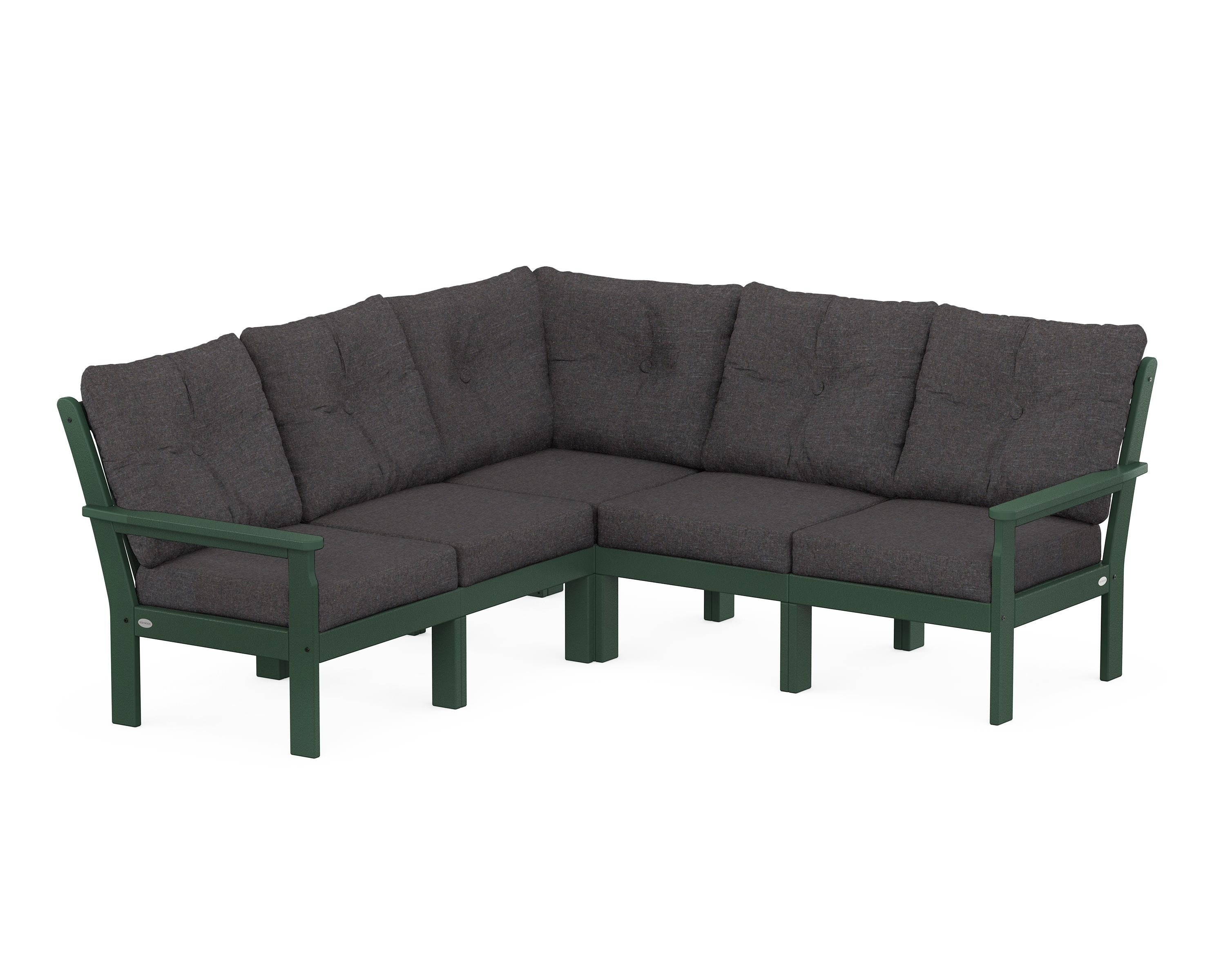 POLYWOOD® Vineyard 5-Piece Sectional in Green / Ash Charcoal