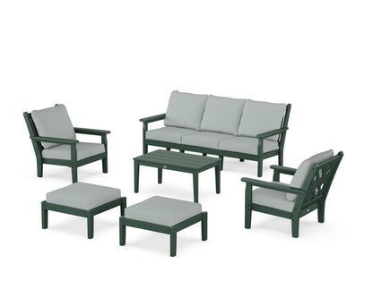 POLYWOOD® Chippendale 6-Piece Lounge Sofa Set in Green / Spa
