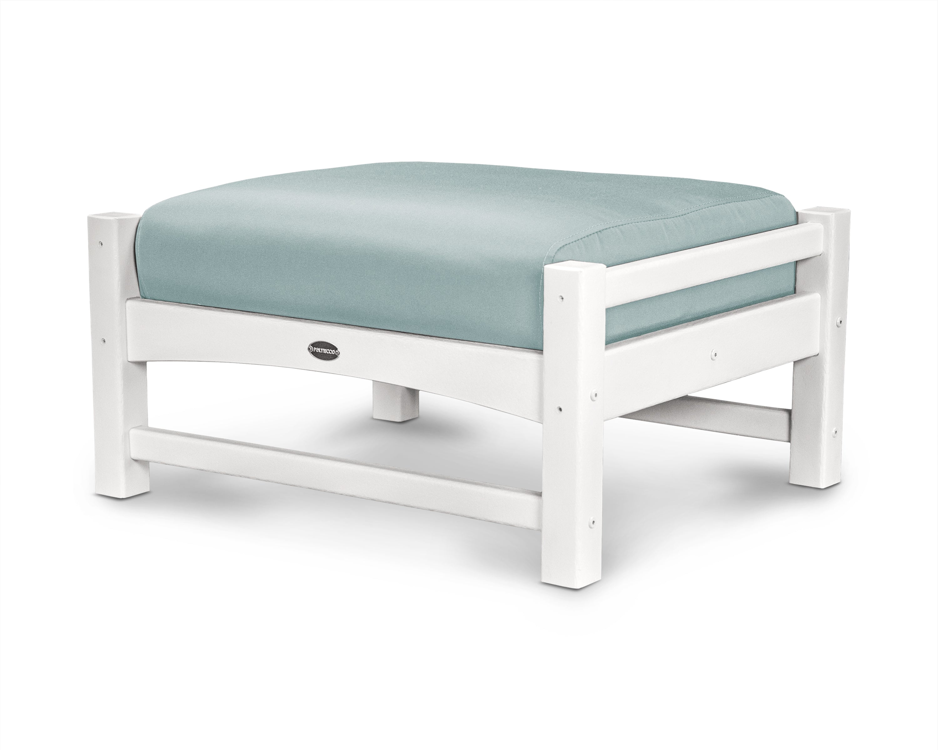 POLYWOOD® Club Ottoman in White / Spa