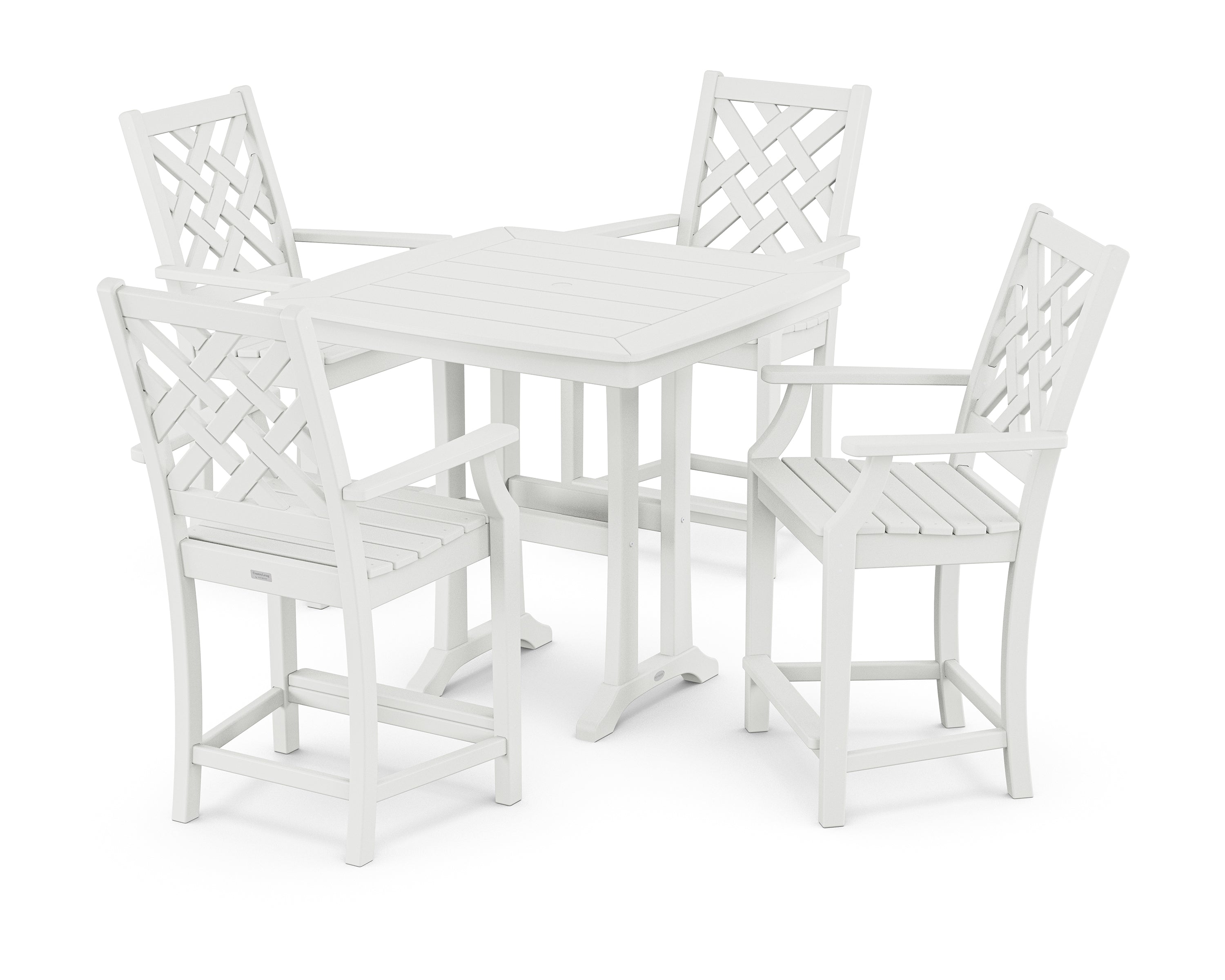 Country Living Wovendale 5-Piece Counter Set with Trestle Legs in White