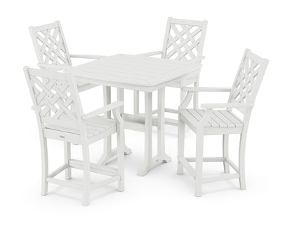Country Living Wovendale 5-Piece Counter Set with Trestle Legs in White