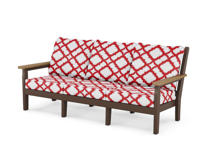 POLYWOOD® Chippendale Deep Seating Sofa in Mahogany / Natural / Trellis Crimson