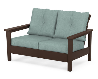 POLYWOOD® Prescott Deep Seating Loveseat in Mahogany / Glacier Spa