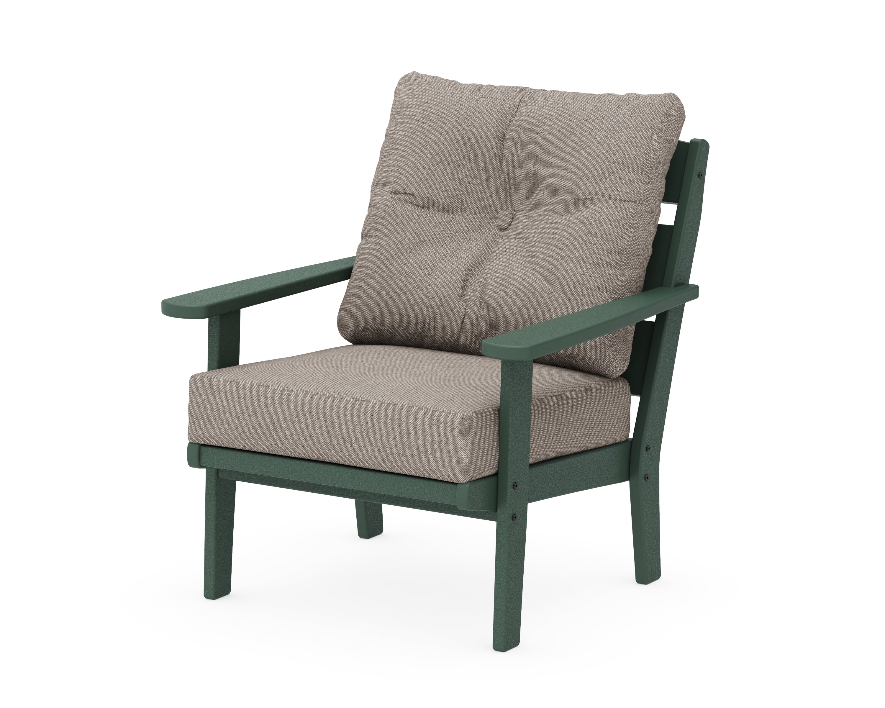 POLYWOOD® Lakeside Deep Seating Chair in Green / Weathered Tweed