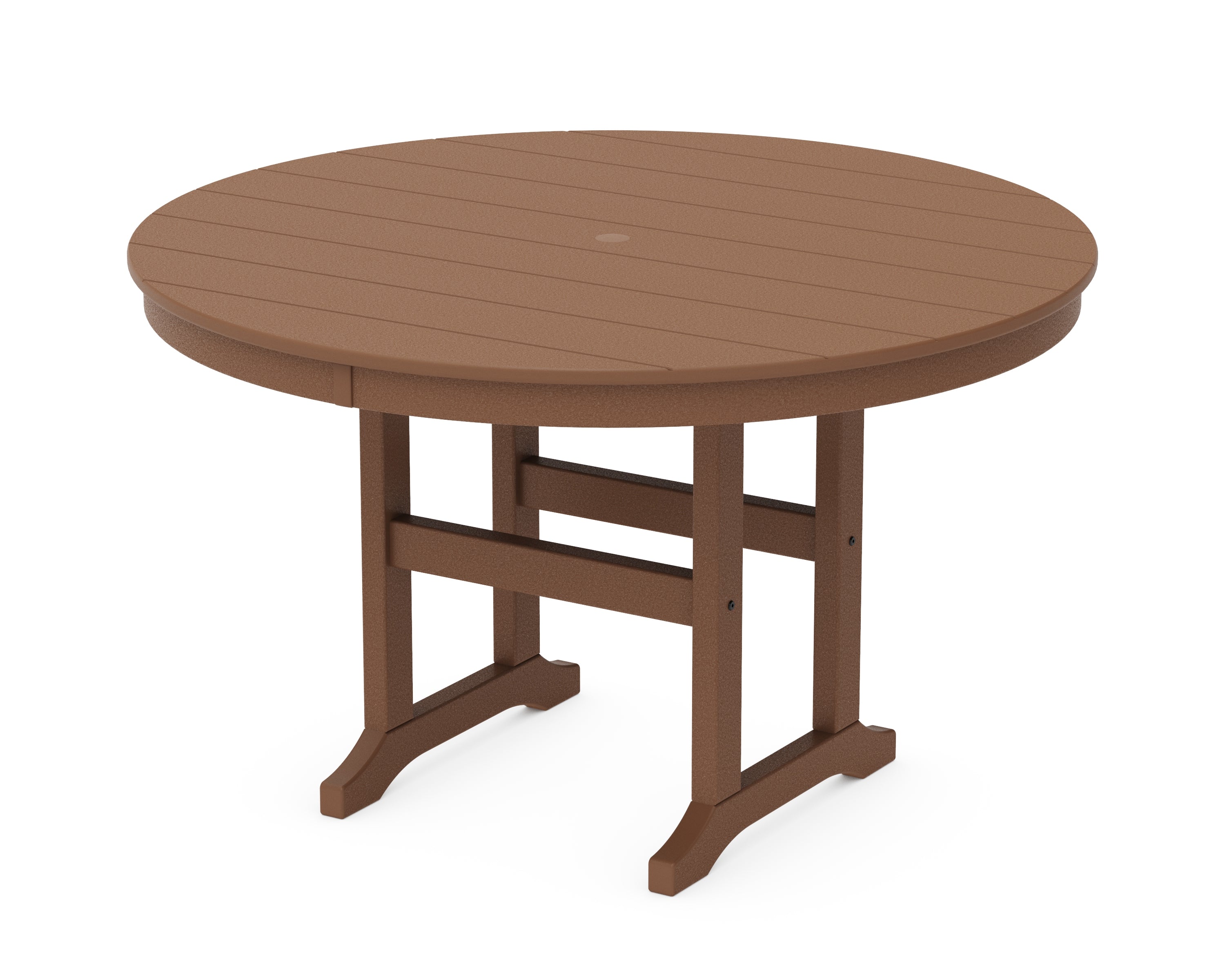 POLYWOOD® 48" Round Farmhouse Dining Table in Teak