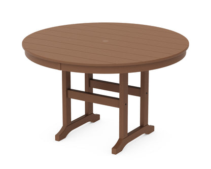 POLYWOOD® 48" Round Farmhouse Dining Table in Teak
