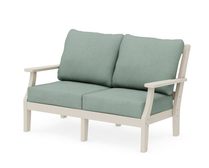 Martha Stewart by POLYWOOD® Chinoiserie Deep Seating Loveseat in Sand / Glacier Spa