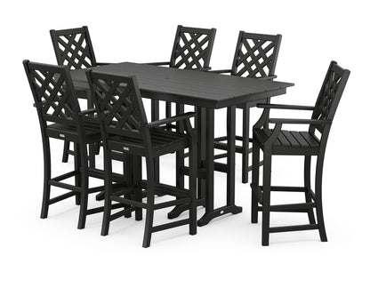 Country Living Wovendale Arm Chair 7-Piece Farmhouse Bar Set in Black