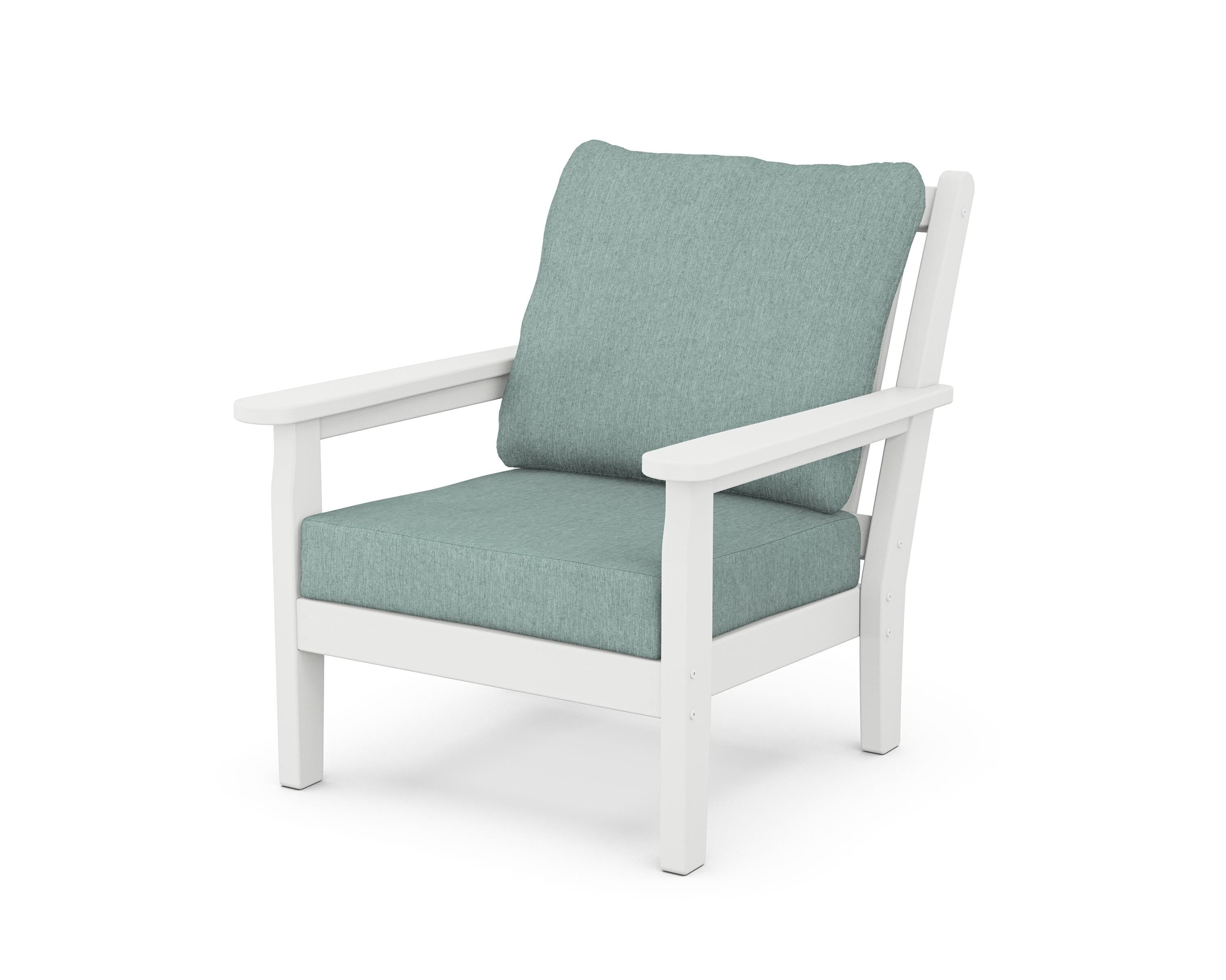 POLYWOOD® Chippendale Deep Seating Chair in White / Glacier Spa