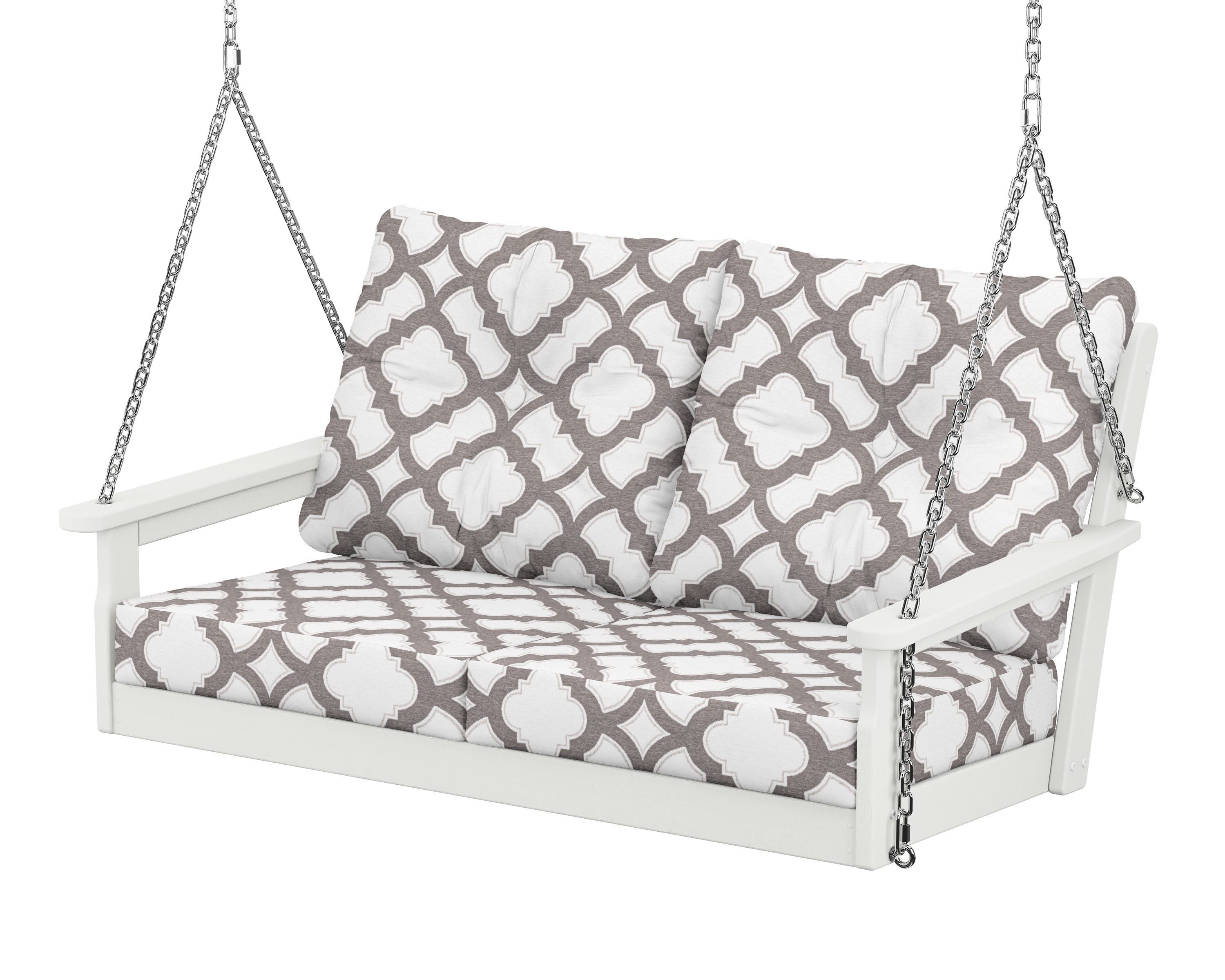 POLYWOOD® Vineyard Deep Seating Swing in Vintage White / Trellis Grey Mist