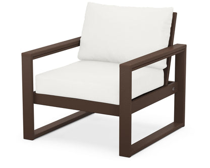 POLYWOOD® EDGE Club Chair in Mahogany / Natural Linen