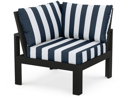 Unbranded Modular Corner Chair in Black / Cabana Stripe Marine Indigo