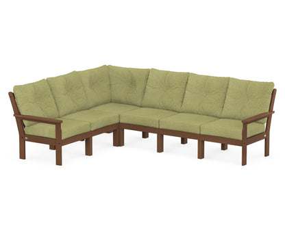 POLYWOOD® Vineyard 6-Piece Sectional in Teak / Chartreuse Boucle