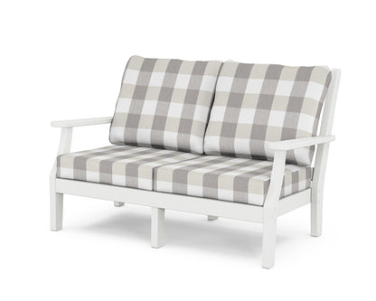 Country Living Wovendale Deep Seating Loveseat in White / Buffalo Plaid Grey Mist