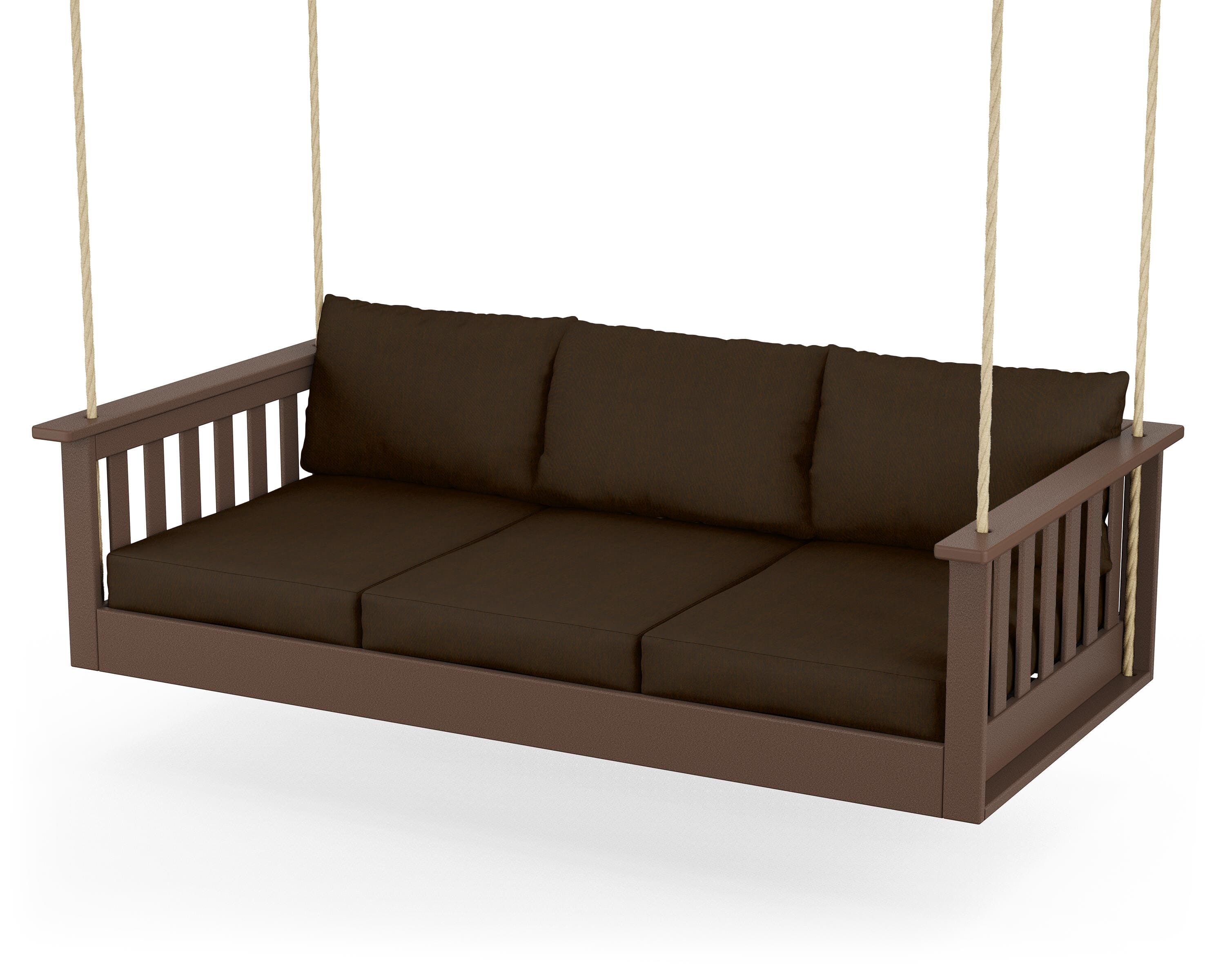 POLYWOOD® Vineyard Daybed Swing in Mahogany / Canvas Java