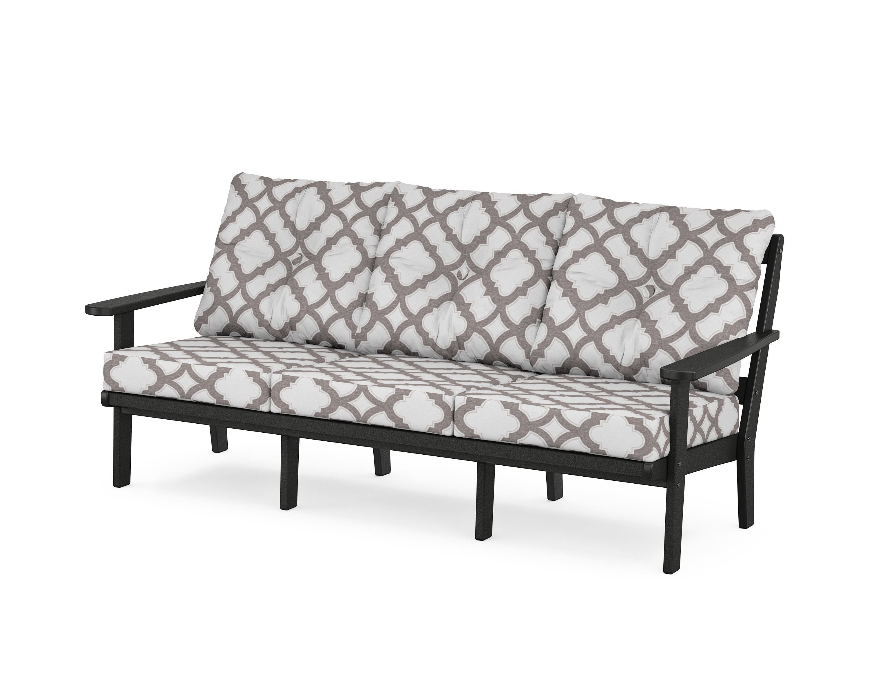 POLYWOOD® Mission Deep Seating Sofa in Black / Trellis Grey Mist