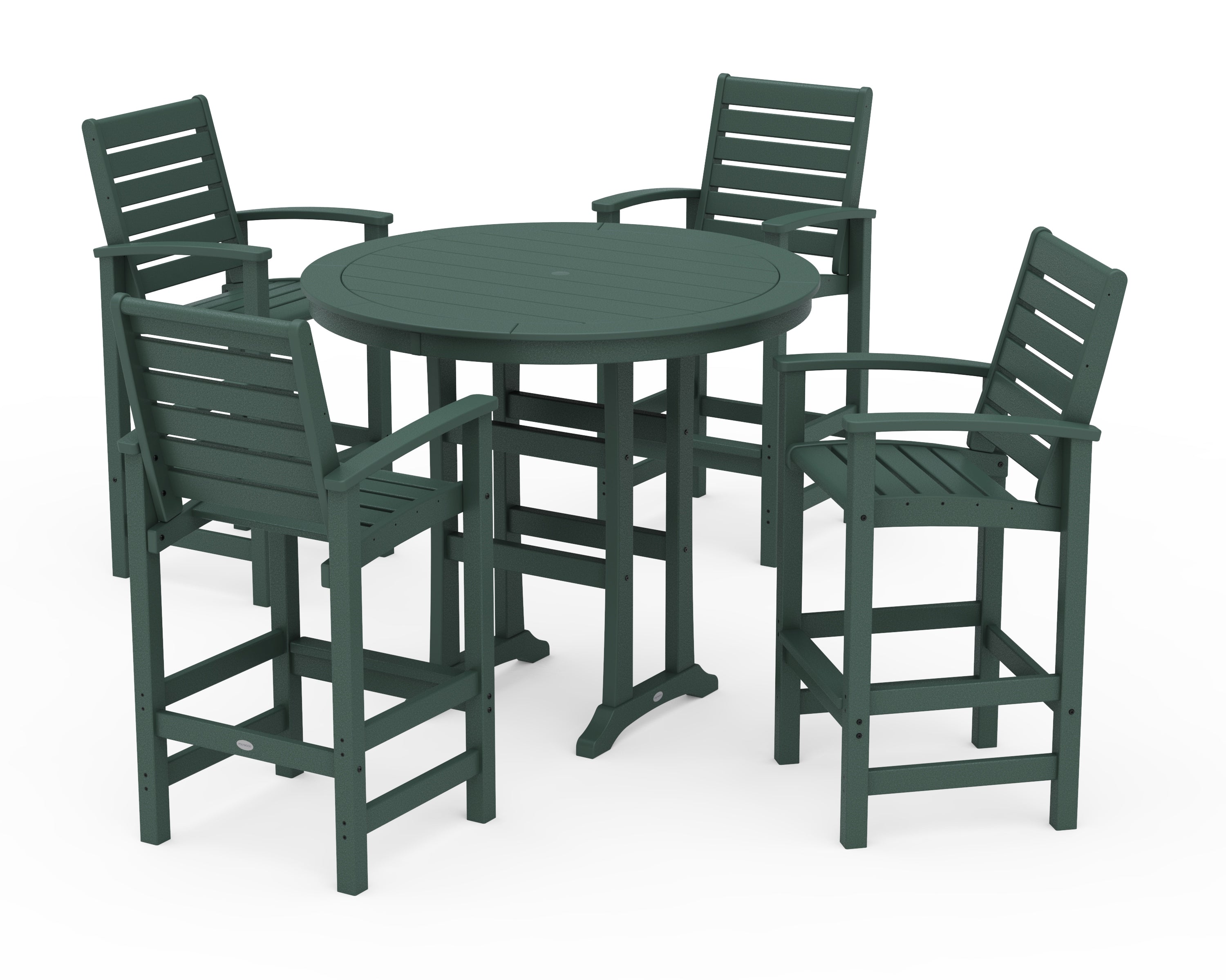 POLYWOOD® 5 Piece Signature Bar Dining Set in Green