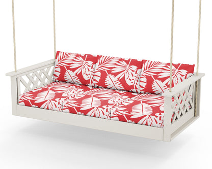 Country Living Wovendale Daybed Swing in Sand / Leaf Crimson