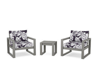 POLYWOOD® EDGE Sectional 3-Piece Deep Seating Set in Slate Grey / Leaf Navy