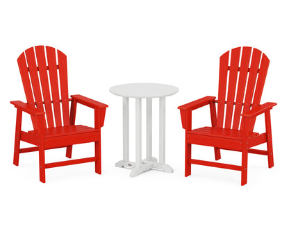 POLYWOOD® South Beach 3-Piece Round Farmhouse Bistro Dining Set in Sunset Red / White