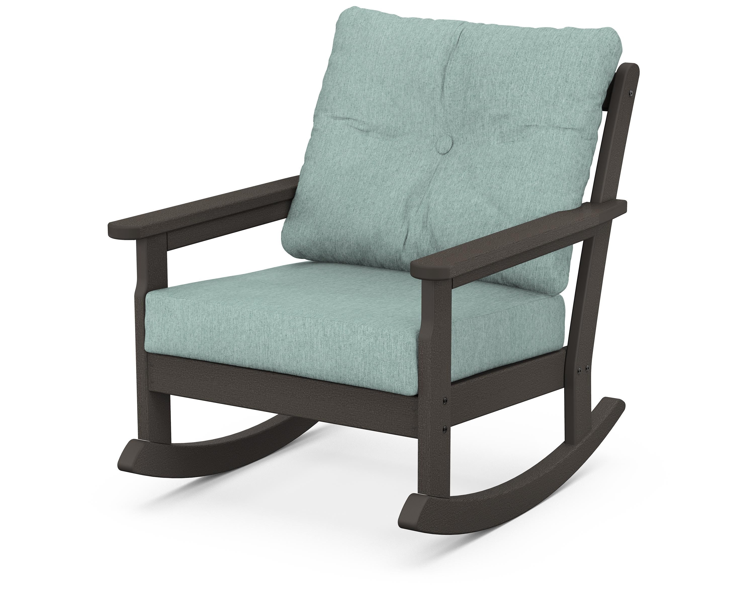POLYWOOD® Vineyard Deep Seating Rocking Chair in Vintage Coffee / Glacier Spa