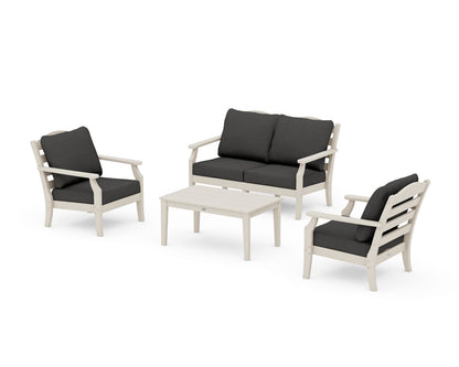 Draper James™ by  POLYWOOD® Savannah 4-Piece Deep Seating Set with Loveseat in Sand / Spectrum Carbon
