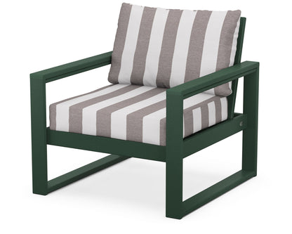 POLYWOOD® EDGE Club Chair in Green / Cabana Stripe Grey Mist