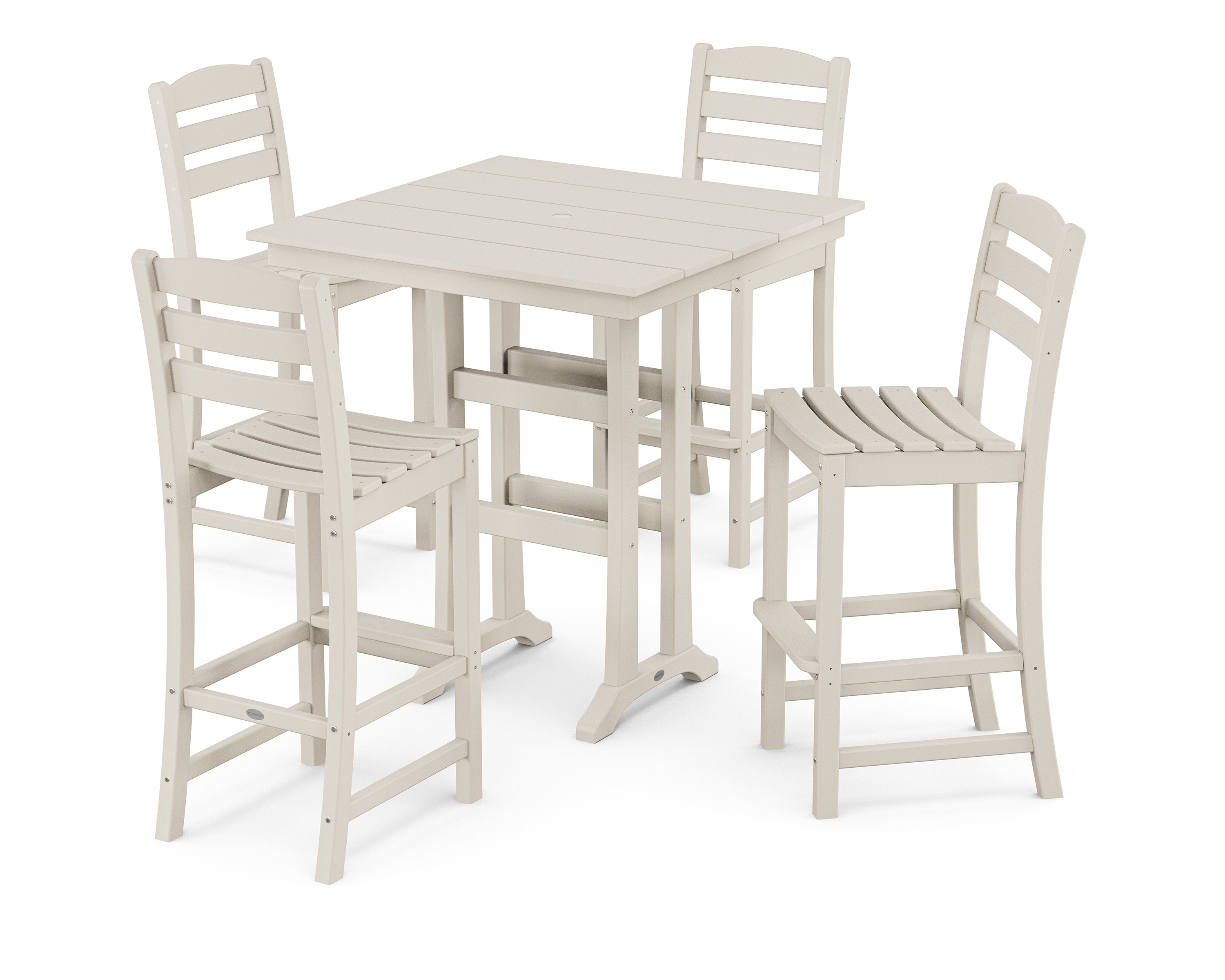 POLYWOOD® La Casa Café 5-Piece Farmhouse Trestle Bar Set in Sand