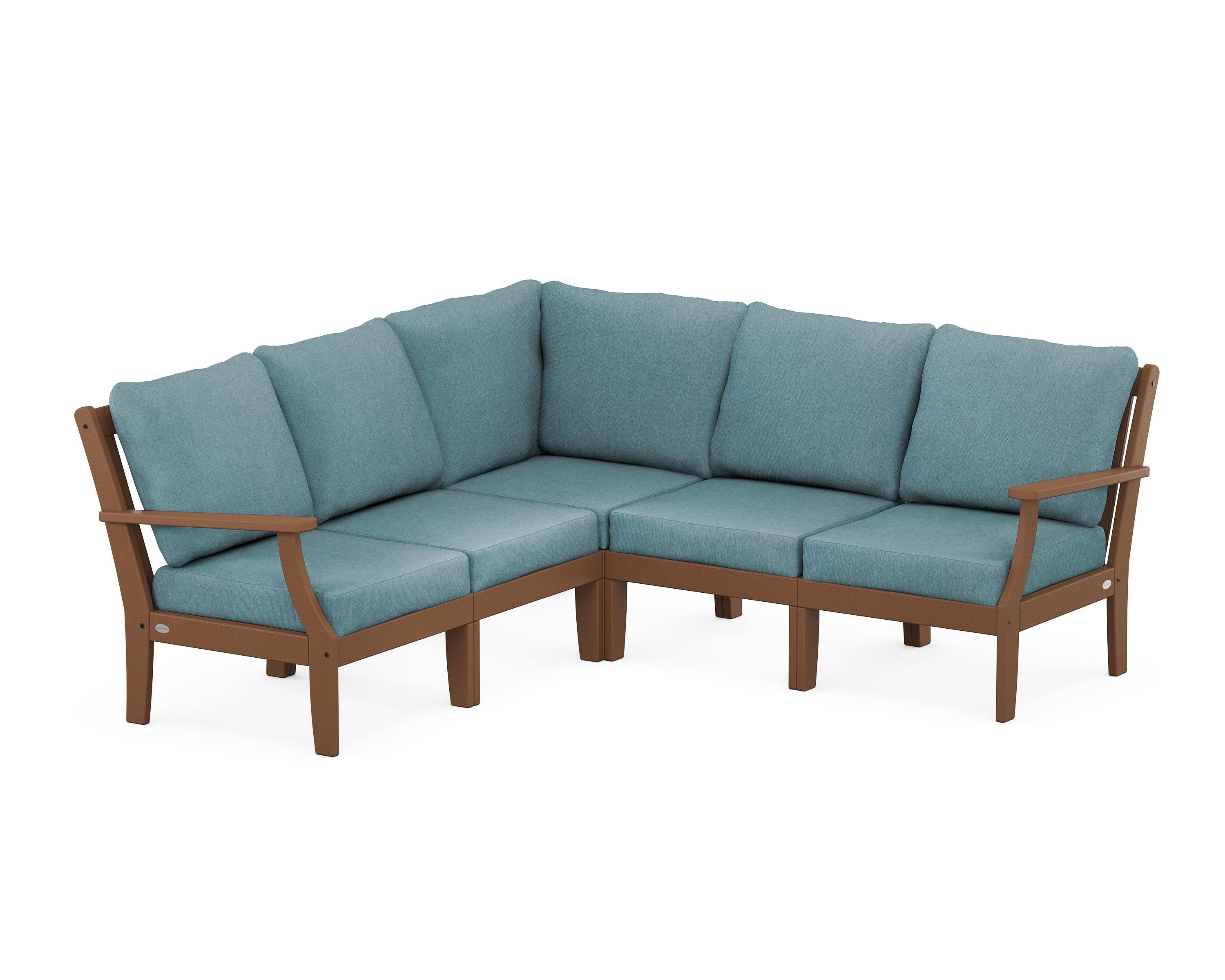 POLYWOOD® Braxton Modular 5-Piece Deep Seating Set in Teak / Ocean Teal