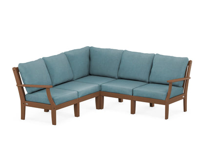 POLYWOOD® Braxton Modular 5-Piece Deep Seating Set in Teak / Ocean Teal