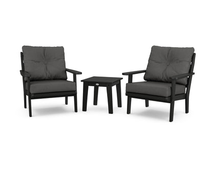 POLYWOOD® Lakeside 3-Piece Deep Seating Chair Set in Black / Spectrum Carbon