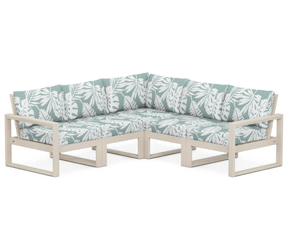 POLYWOOD® EDGE 5-Piece Modular Deep Seating Set in Sand / Leaf Glacier Spa