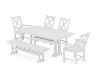POLYWOOD® Braxton 6-Piece Farmhouse Dining Set With Trestle Legs in White
