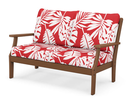POLYWOOD® Braxton Deep Seating Loveseat in Teak / Leaf Crimson