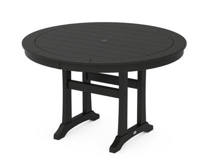 POLYWOOD® Nautical Trestle 48" Round Dining Table in Black