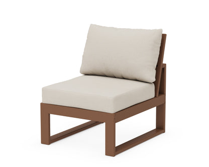 Unbranded Modular Armless Chair in Teak / Dune Burlap