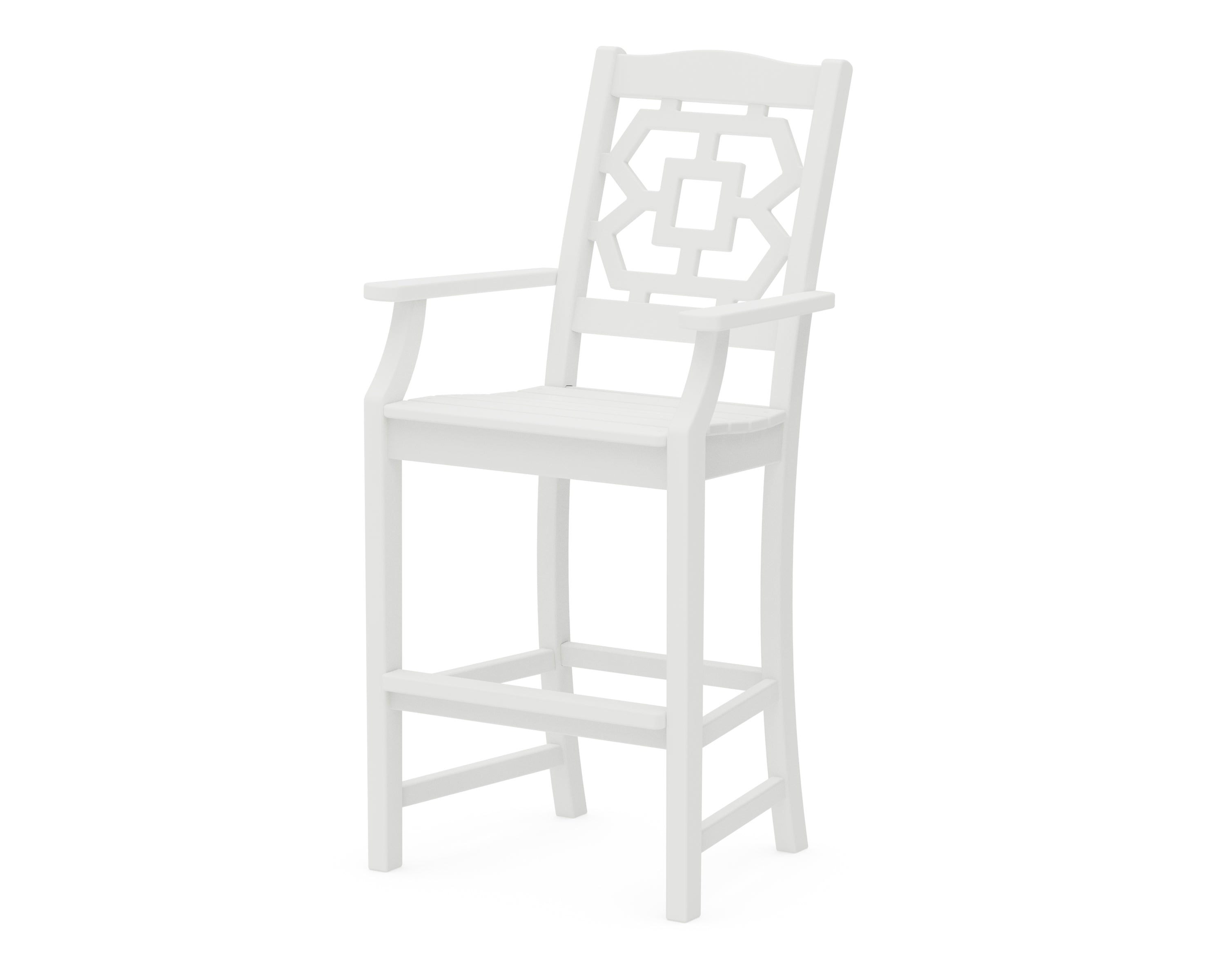 Martha Stewart by POLYWOOD® Chinoiserie Bar Arm Chair in White