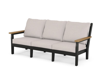 POLYWOOD® Chippendale Deep Seating Sofa in Black / Natural / Dune Burlap