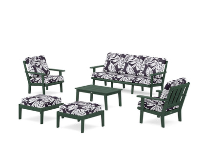 POLYWOOD® Oxford 6-Piece Lounge Sofa Set in Green / Leaf Navy