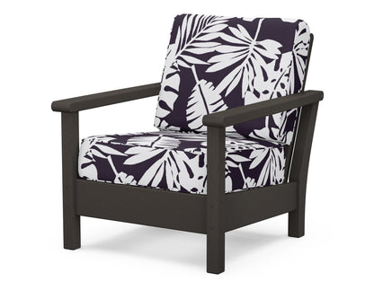 POLYWOOD® Harbour Deep Seating Chair in Vintage Coffee / Leaf Navy
