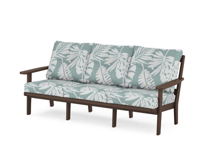 POLYWOOD® Oxford Deep Seating Sofa in Mahogany / Leaf Glacier Spa