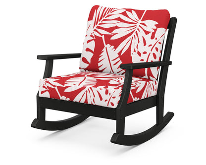 POLYWOOD® Braxton Deep Seating Rocking Chair in Black / Leaf Crimson