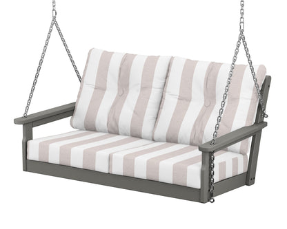 POLYWOOD® Vineyard Deep Seating Swing in Slate Grey / Cabana Stripe Dune Burlap