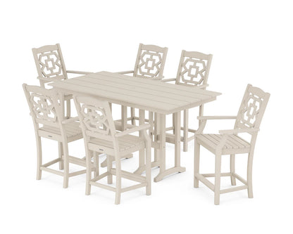 Chinoiserie Arm Chair 7-Piece Farmhouse Counter Set