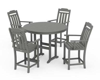 Country Living Cottage 5-Piece Round Farmhouse Counter Set in Slate Grey